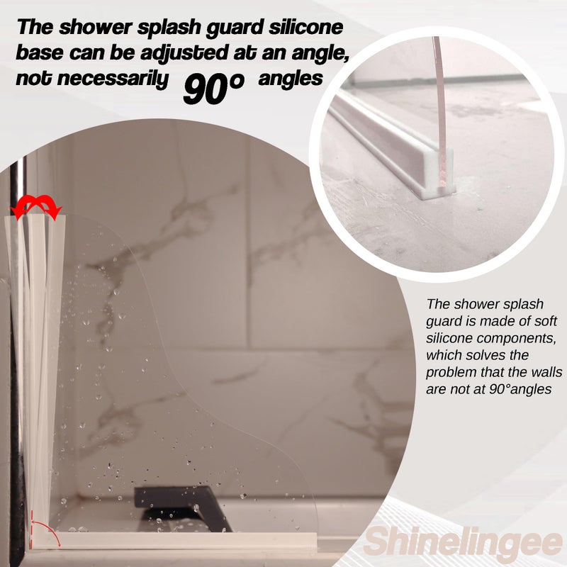 Shineligee 2 حزمة تحديث دش سبلاش الحرس، حراس سبلاش كبيرة لحوض الاستحمام، يتكون من قاعدة السيليكون ولوحة الاكريليك، والحفاظ على الماء في الحمام أو الحمام، ركن دش سبلاش الحرس - Image 5
